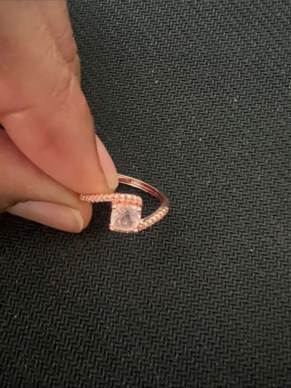 Adjustable Rose Gold CZ Halo Ring - Women Jewelry